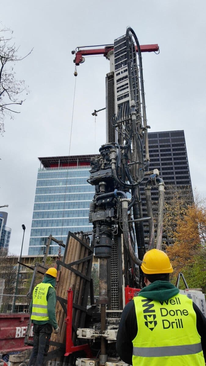 Vertical geothermal borehole 150 metres deep
